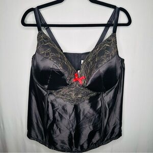 Cacique corset bustier seriously sexy neutral satin lace lingerie romantic red